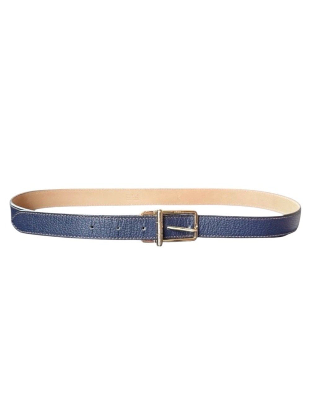 Furla Genuine Leather Blue with Silver Tone Buckle Belt